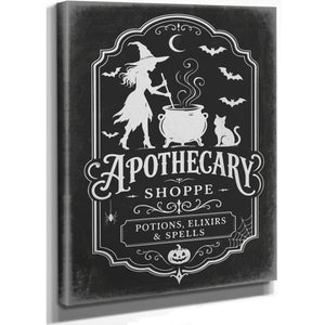 Apothecary Shoppe Sign Halloween wall art, stretched canvas