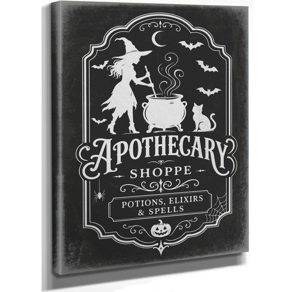 Apothecary Shoppe Sign Halloween wall art, stretched canvas