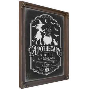 Apothecary Shoppe Sign Halloween wall art, Bourbon frame