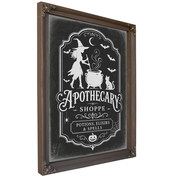 Apothecary Shoppe Sign Halloween wall art, Bourbon frame