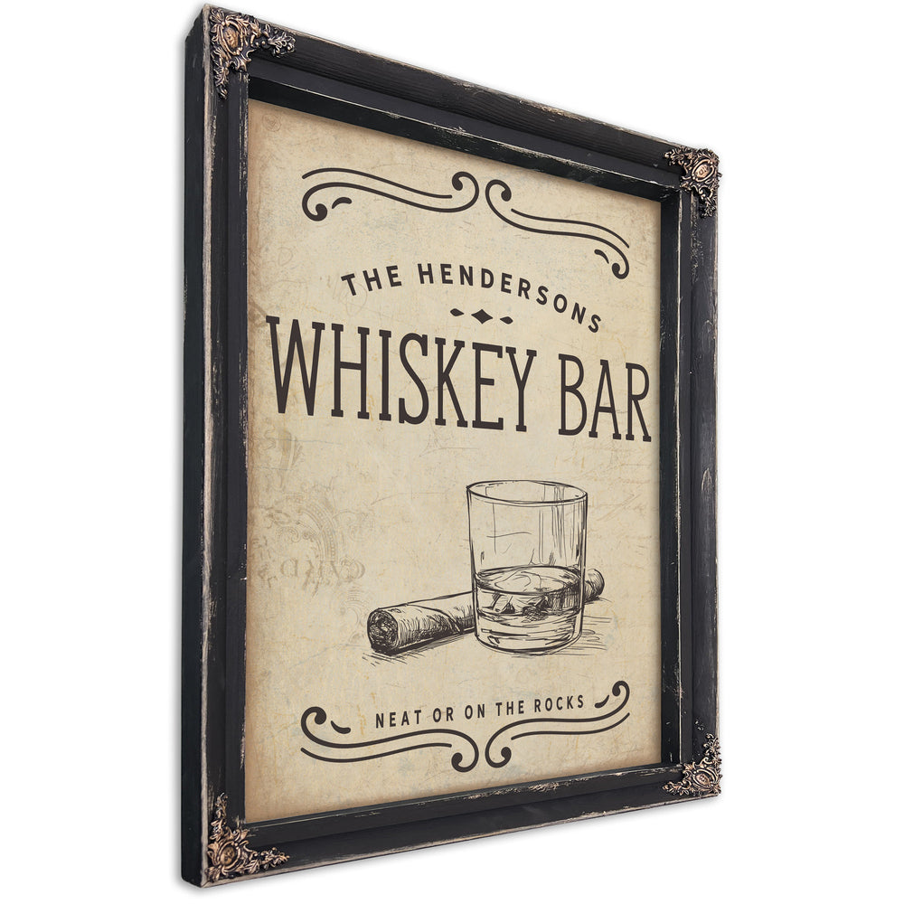 Personalized Whiskey Bar Sign, Neat Or On The Rocks, image 1