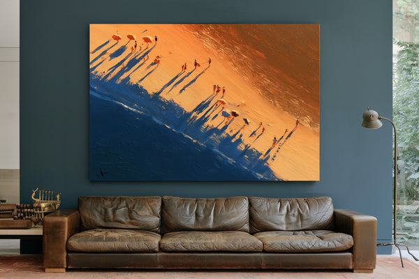 Aerial Beach Scene With Long Sunset Shadows by Bella Frye