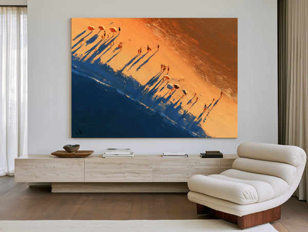 Aerial Beach Scene With Long Sunset Shadows by Bella Frye