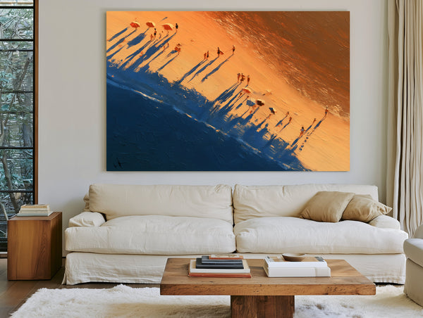Aerial Beach Scene With Long Sunset Shadows by Bella Frye