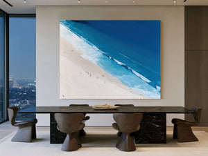 Aerial Beach Shore With Crashing Blue Waves by Bella Frye