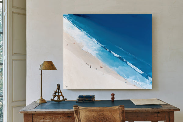 Aerial Beach Shore With Crashing Blue Waves by Bella Frye