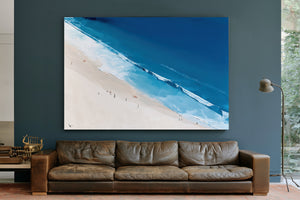 Aerial Beach Shore With Crashing Blue Waves by Bella Frye