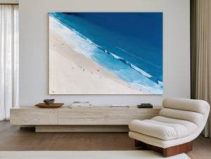 Aerial Beach Shore With Crashing Blue Waves by Bella Frye