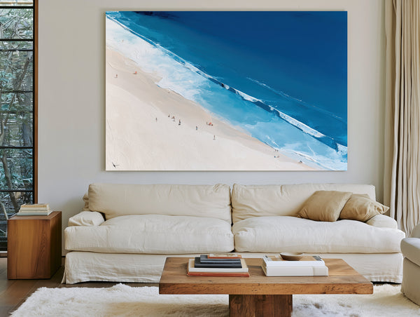Aerial Beach Shore With Crashing Blue Waves by Bella Frye