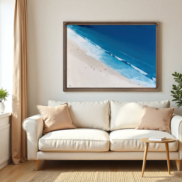 Aerial Beach Shore With Crashing Blue Waves by Bella Frye
