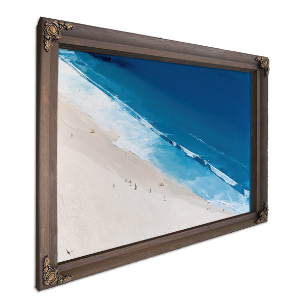 Aerial Beach Shore With Crashing Blue Waves by Bella Frye