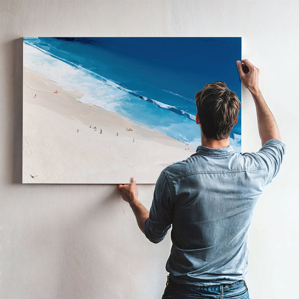 Aerial Beach Shore With Crashing Blue Waves by Bella Frye