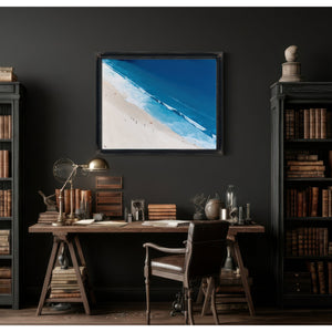 Aerial Beach Shore With Crashing Blue Waves by Bella Frye