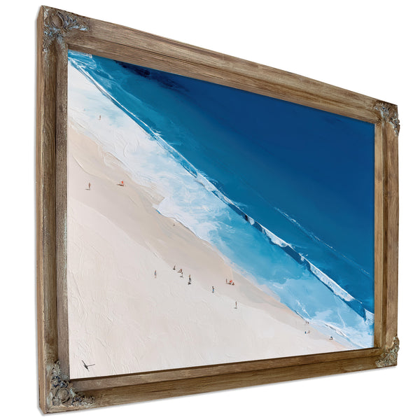 Aerial Beach Shore With Crashing Blue Waves by Bella Frye