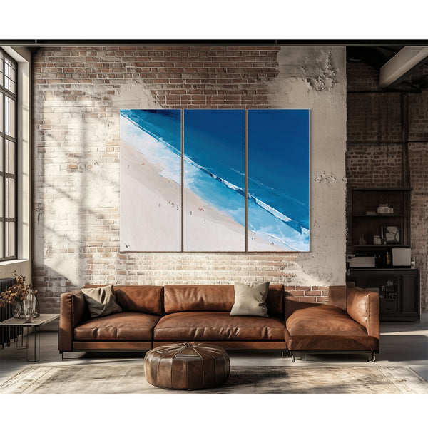 Aerial Beach Shore With Crashing Blue Waves by Bella Frye