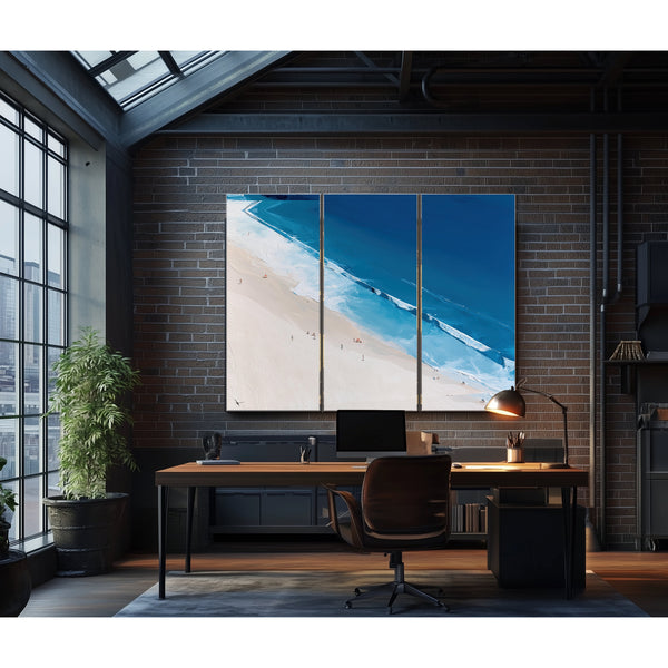 Aerial Beach Shore With Crashing Blue Waves by Bella Frye