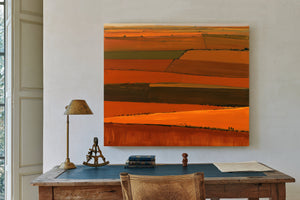 Aerial Farm Fields In Warm Autumn Light by Bella Frye