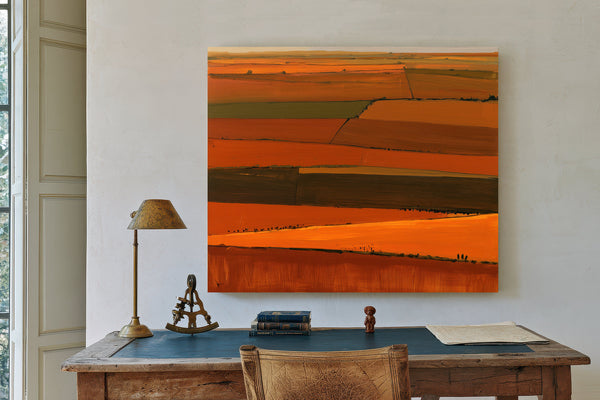 Aerial Farm Fields In Warm Autumn Light by Bella Frye