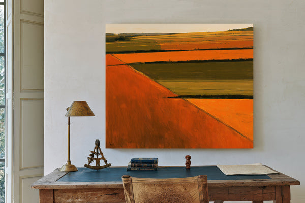 Aerial Farm Fields In Warm Autumn Light by Bella Frye