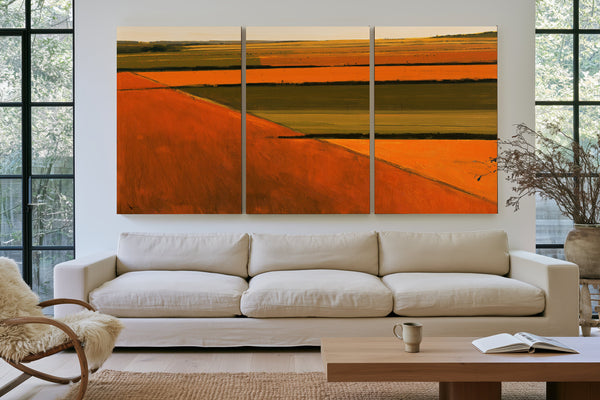 Aerial Farm Fields In Warm Autumn Light by Bella Frye