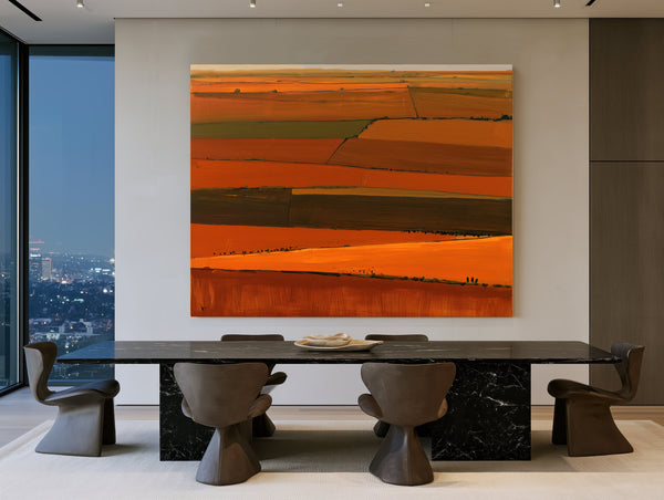 Aerial Farm Fields In Warm Orange Tones by Bella Frye