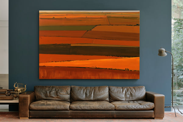 Aerial Farm Fields In Warm Orange Tones by Bella Frye