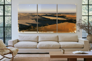 Aerial Farmland Landscape Under Winter Light by Bella Frye