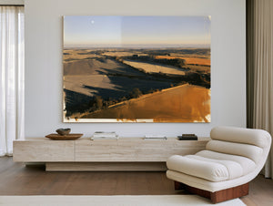 Aerial Farmland Landscape Under Winter Light by Bella Frye