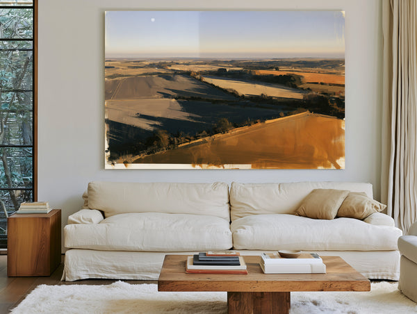 Aerial Farmland Landscape Under Winter Light by Bella Frye