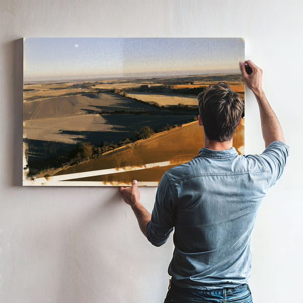 Aerial Farmland Landscape Under Winter Light by Bella Frye