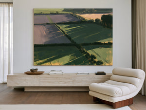 Aerial Farmland Patchwork In Evening Light by Bella Frye