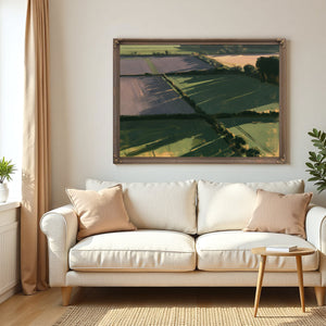 Aerial Farmland Patchwork In Evening Light by Bella Frye