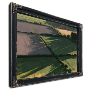 Aerial Farmland Patchwork In Evening Light by Bella Frye