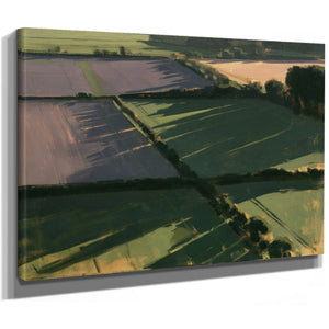 Aerial Farmland Patchwork In Evening Light by Bella Frye