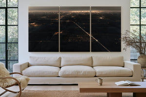 Aerial Night View Of Lit Grid Plains by Bella Frye