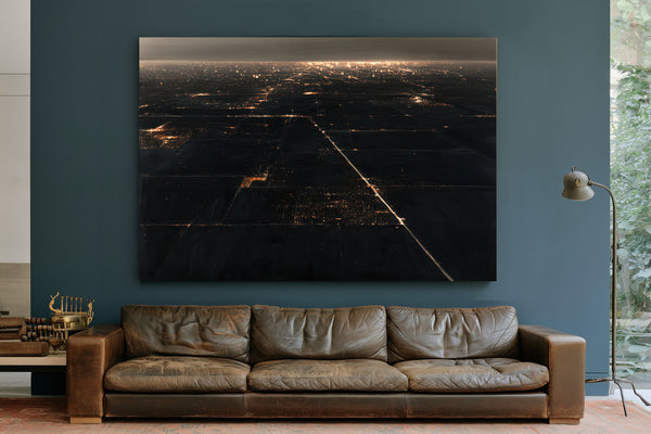 Aerial Night View Of Lit Grid Plains by Bella Frye