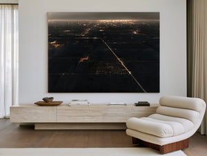 Aerial Night View Of Lit Grid Plains by Bella Frye