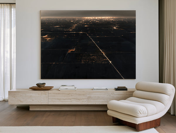 Aerial Night View Of Lit Grid Plains by Bella Frye