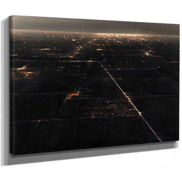 Aerial Night View Of Lit Grid Plains by Bella Frye