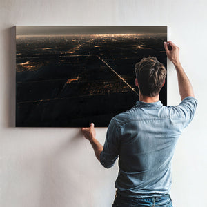 Aerial Night View Of Lit Grid Plains by Bella Frye