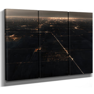 Aerial Night View Of Lit Grid Plains by Bella Frye