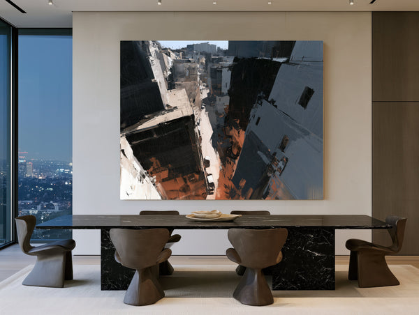Aerial Urban Alley Dense City Buildings by Bella Frye