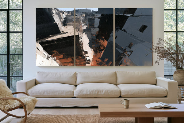Aerial Urban Alley Dense City Buildings by Bella Frye
