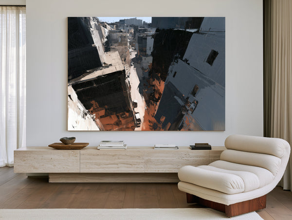 Aerial Urban Alley Dense City Buildings by Bella Frye