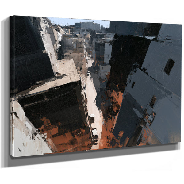 Aerial Urban Alley Dense City Buildings by Bella Frye