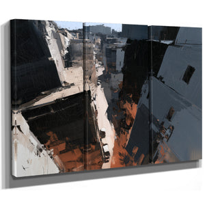 Aerial Urban Alley Dense City Buildings by Bella Frye