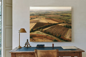 Aerial View Autumn Farmland Rolling Hills by Bella Frye