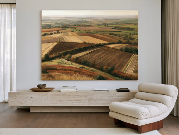 Aerial View Autumn Farmland Rolling Hills by Bella Frye
