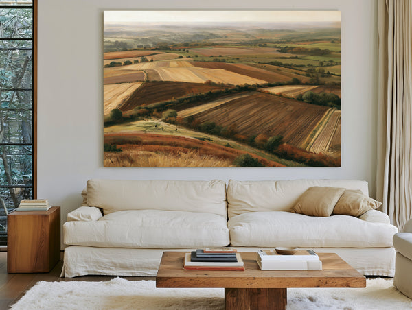 Aerial View Autumn Farmland Rolling Hills by Bella Frye