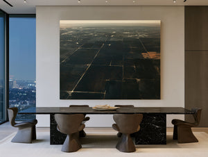 Aerial View Dark Farmland At Dusk by Bella Frye